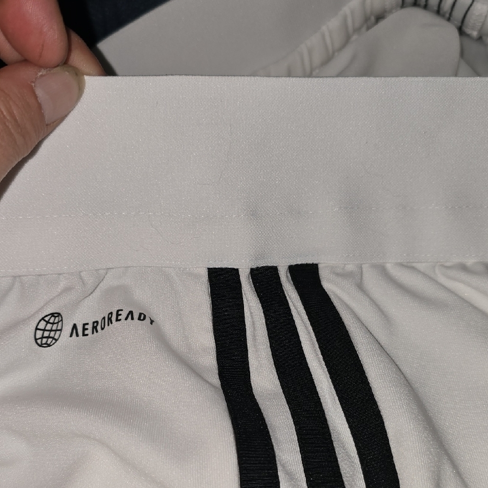 Adidas Women's White Athletic Shorts with Black Stripes, Medium - Picture 7 of 8
